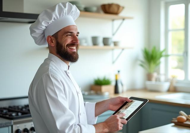 Chef teaching online cooking class