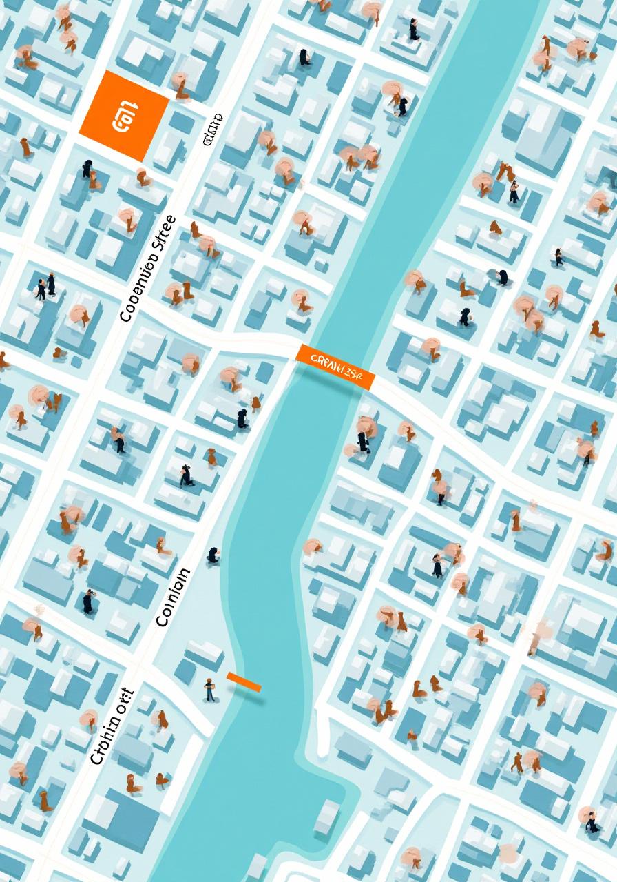 Artistic map visualization of New York kitchen location